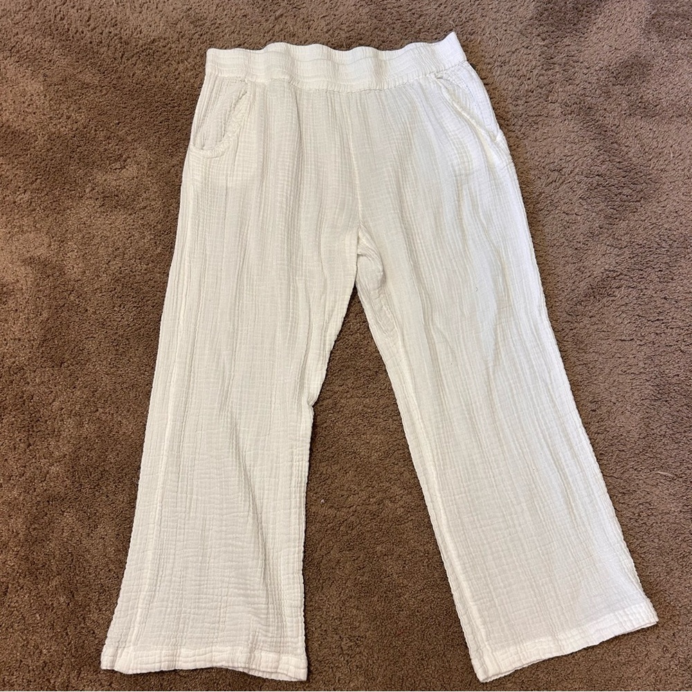 White Ripcurl linen Wide-Leg Pants